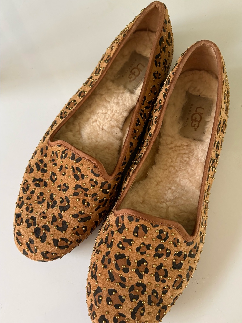 UGG Women's Leopard Print Suede Flats - Brown with Black Spots